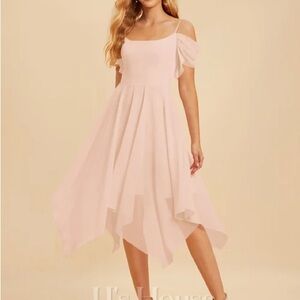 Beautiful Peachy Pink Bridesmaid Dress